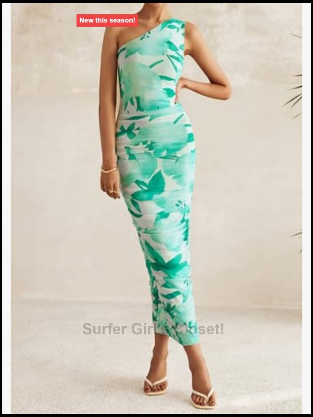 One Shoulder Ruched Maxi Bodycon Dress Mesh Sleeveless - Picture 6 of 7